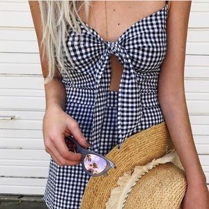Blue Life Tied Up Romper Gingham size xs